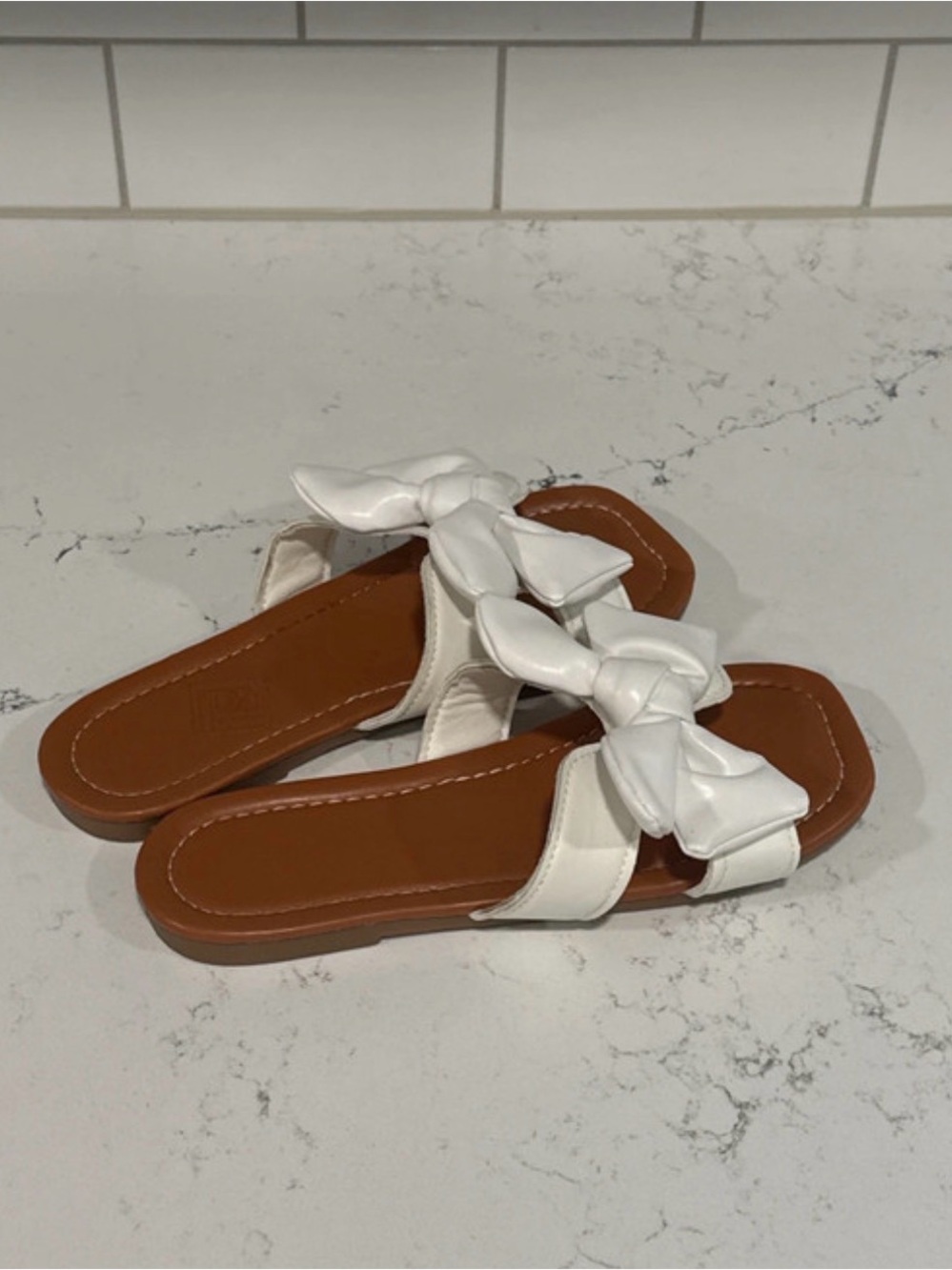 SHEIN White Bow Slide Sandals for Kids